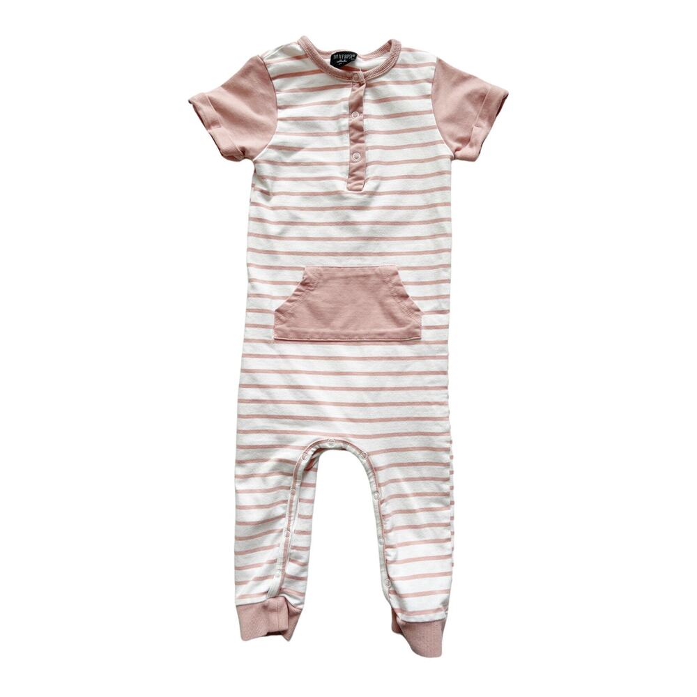 Little Bipsy Blush Stripe Pocket Romper Size 2T-3T